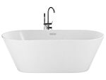 Freestanding Bath White Sanitary Acrylic Single 150 X 75 Cm Oval Shape Overflow System Modern Design Beliani