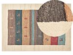 Area Rug Multicolour Wool 140 X 200 Cm Thick Dense Pile Ethnic Rustic Pattern Log Cabin Farmhouse Style Beliani