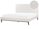 Eu Super King Size Off-white Velvet Fabric 6ft Upholstered Frame Headboard Honeycomb Quilted Modern Design Beliani