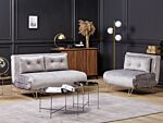 Living Room Set Grey Velvet Single And 2 Seater Sofa Bed With Cushions Metal Hairpin Legs Glamour Beliani