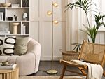 Floor Lamp Gold Steel Glass 3 Round Smoked Shades Modern Glam Design Living Room Lighting Beliani