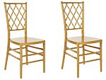 Set Of 2 Dining Chairs Gold Synthetic Slatted Back Armless Vintage Modern Design Beliani