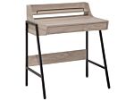 Office Desk Light Wood And Black 77 X 46 Cm Shelf 2 Drawers Scandinavian Beliani