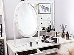 Standing Vanity Mirror With Led White 50 X 60 Cm Oval Hollywood Illuminated Bulbs Dressing Table Beliani