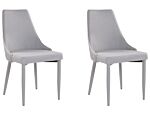 Set Of 2 Dining Chairs Grey Fabric Upholstered Seat And Legs Kitchen Chairs Beliani