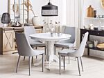 Set Of 2 Dining Chairs Grey Fabric Upholstered Seat And Legs Kitchen Chairs Beliani