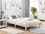 Double Bed Frame White Pine Wood 180 X 200 Cm Super King Size Slatted Beliani