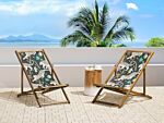 Set Of 2 Sun Lounger Replacement Fabrics Animal Pattern Polyester Sling Hammock Beliani