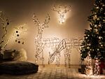 Outdoor Led Hanging Decoration Black Metal Reindeer Head Seasonal Home Wall Décor With Lights Beliani