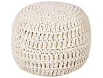 Pouf Ottoman Beige Cotton 40 X 40 Cm Eps Beads Filling Round Boho Style Living Room Beliani