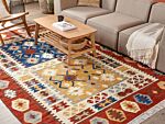 Kilim Area Rug Multicolour Wool 200 X 300 Cm Hand Woven Flat Weave Oriental Pattern With Tassels Traditional Living Room Bedroom Beliani