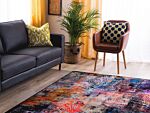 Area Rug Carpet Multicolour Polyester Fabric Floral Paisley Abstract Pattern Rubber Coated Bottom 140 X 200 Cm Beliani