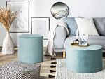 Round Velvet Mint Green Ottoman Pouffe Footstool Beliani