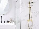 Mixer Shower Set Brass With Rain Function Gloss Finish Glamour Modern Beliani