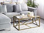 Coffee Table Gold Metal Frame Glass Top Geometric Glam Design Beliani