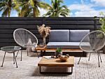 Bistro Set Light Grey Pe Rattan 3 Piece 2 Seater Modern Round Indoor Outdoor Beliani