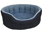 P&l Premium Oval Drop Fronted Bolster Style Heavy Duty Fleece Lined Softee Bed Colour Grey/silver Grey Size Jumbo Internal L97cm X W74cm X H25cm / Base Cushion 8cm Thickness