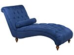 Chaise Lounge Beige Fabric Chesterfield Buttoned Modern Living Room Chaise Wooden Legs Beliani