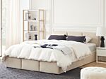 Ottoman Bed Light Beige Velvet Upholstery Eu King Size 5ft3 Tufted Headboard Storage Function Beliani