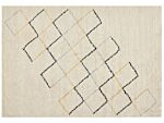 Area Rug Beige Cotton 160 X 230 Cm Minimalistic Hand Tufted Design Geometric Pattern Living Room Bedroom Beliani