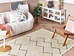 Area Rug Beige Cotton 160 X 230 Cm Minimalistic Hand Tufted Design Geometric Pattern Living Room Bedroom Beliani