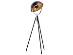 Floor Lamp Black With Gold Metal 170 Cm Tripod Base Adjustable Open Shade Industrial Design Beliani