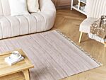 Area Rug Light Red Recycled Pet160 X 230 Cm Indoor Outdoorwith Fringe Beliani