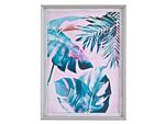 Framed Wall Art Blue And Pink Print On Paper 30 X 40 Cm Frame Botanical Theme Beliani