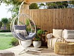 Swing Egg Chair White Rope Metal Stand Soft Sitting Cushion Boho Rustic Living Room Terrace Beliani