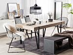 Dining Table Light Wood Top Black Metal Hairpin Legs 150 X 90 Cm Rectangular Industrial Style Beliani