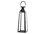 Metal Lantern Black Stainless Steel H 42 Cm Tapered Pillar Candle Holder Beliani