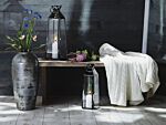 Metal Lantern Black Stainless Steel H 42 Cm Tapered Pillar Candle Holder Beliani