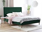 Eu Double Bed Green Fabric 4ft6 Upholstered Frame Honeycomb Quilted Beliani