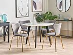 Set Of 2 Dining Chairs Light Grey With Gold Polyester Velvet Black Metal Legs Armless Modern Design Beliani