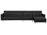 Corner Sofa Bed Black Faux Leather Tufted Modern L-shaped Modular 5 Seater Left Hand Chaise Longue Beliani