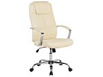 Office Chair Beige Faux Leather Swivel Adjustable Tilting Beliani