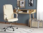 Office Chair Beige Faux Leather Swivel Adjustable Tilting Beliani