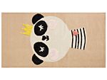 Area Rug Beige Cotton Polyester 80 X 150 Cm Panda Print Low Pile Runner For Children Playroom Beliani