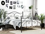 Eu Super King Size Panel Bed 6ft Black Metal Frame Slatted Base Retro Beliani