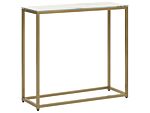 Console Table White Marble Effect Tempered Glass Top Gold Metal Base Glam Modern Living Room Bedroom Hallway Beliani