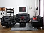 2 Seater Sofa Black Faux Leather Pillow Top Arms Modern Beliani