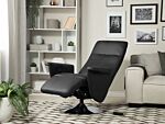 Reclining Armchair Black Faux Leather Adjustable Back Metal Base Pull-out Footstool High Back Minimalistic Modern Design Beliani