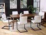 Set Of 2 Cantilever Dining Chairs Off-white Faux Leather Upholstered Chair Office Conference Room Beliani