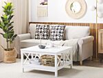 Coffee Table White 2 Tier Square Table Top Boho Beliani