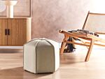 Pouffe Beige Linen Round 45 X 45 X 42 Cm Footstool Accent Upholstery Modern Living Room Bedroom Furniture Beliani