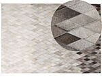 Rug White And Grey Leather 160 X 230 Cm Modern Patchwork Handcrafted Beliani
