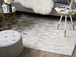 Rug White And Grey Leather 160 X 230 Cm Modern Patchwork Handcrafted Beliani