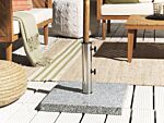 Parasol Base Grey Granite Stainless Steel 45 X 45 Cm 25 Kg Square Outdoor Umbrella Stand Beliani