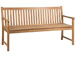 Garden Bench Light Acacia Wood 160 Cm Slatted Design Outdoor Patio Rustic Style Beliani