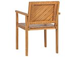 Set Of 6 Garden Chairs Light Acacia Wood Outdoor With Armrests Traditional Style Beliani